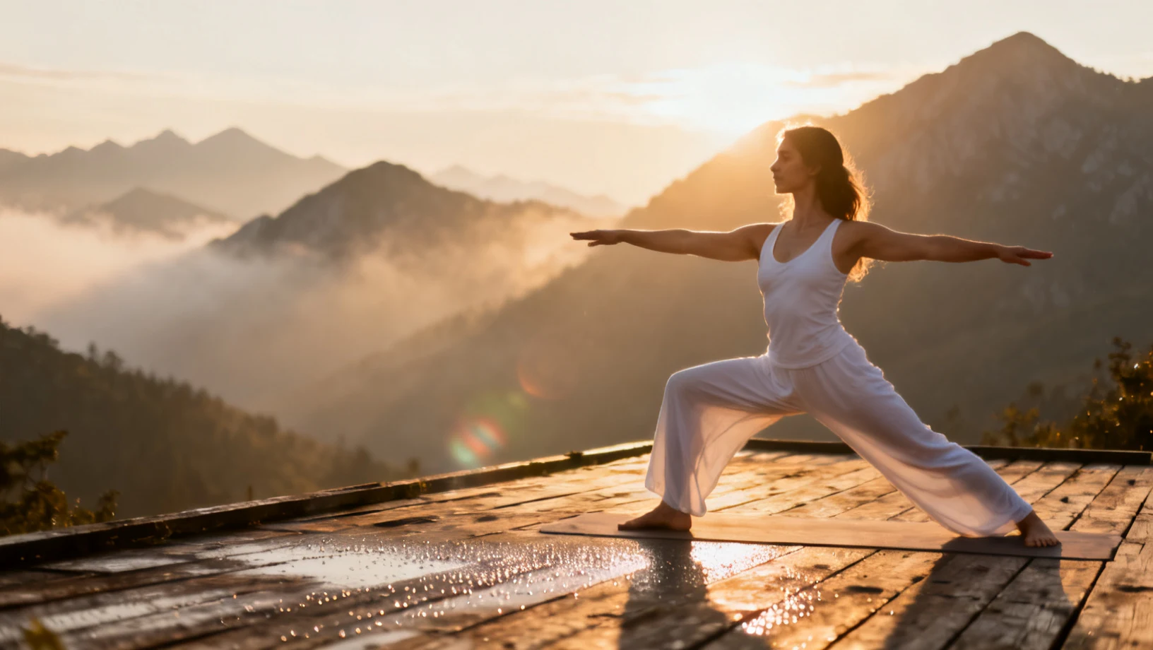 Pratique de yoga face aux montagnes